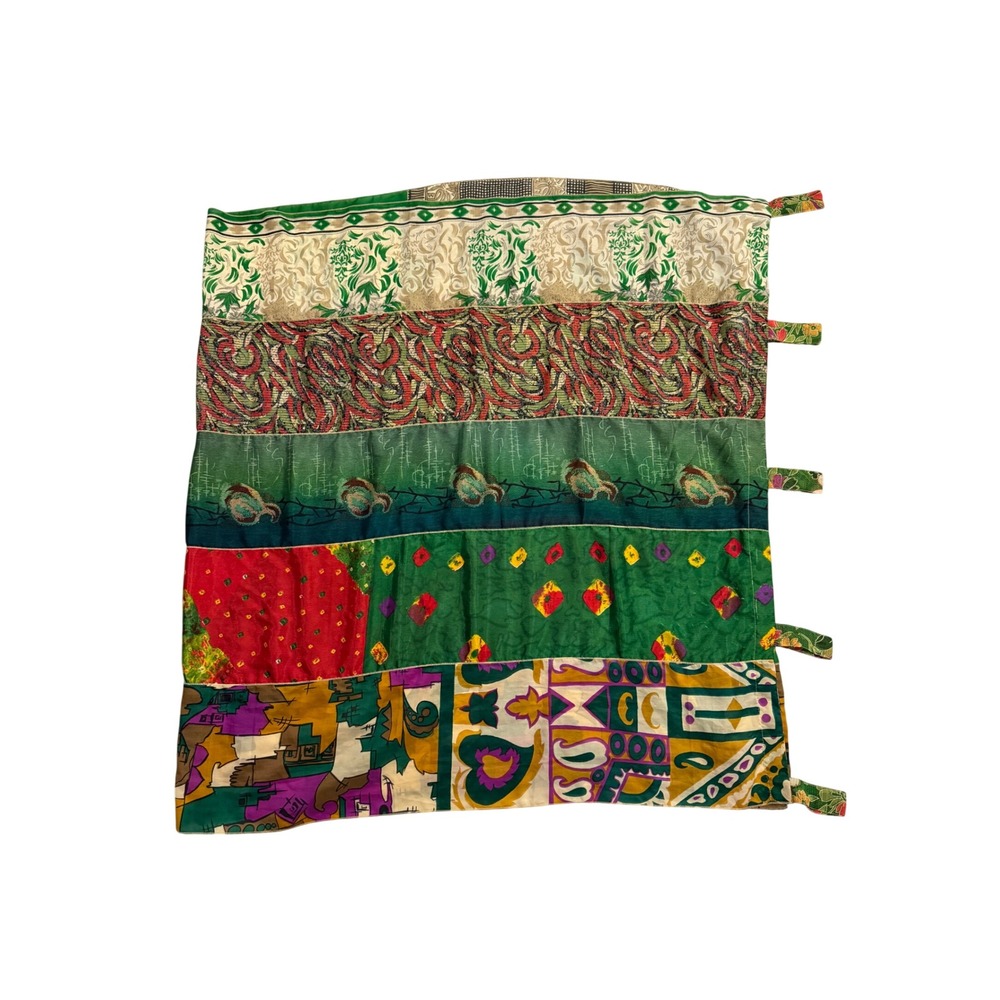 Bohemian Patchwork Curtain Panel Green Red Paisley Floral 40x72